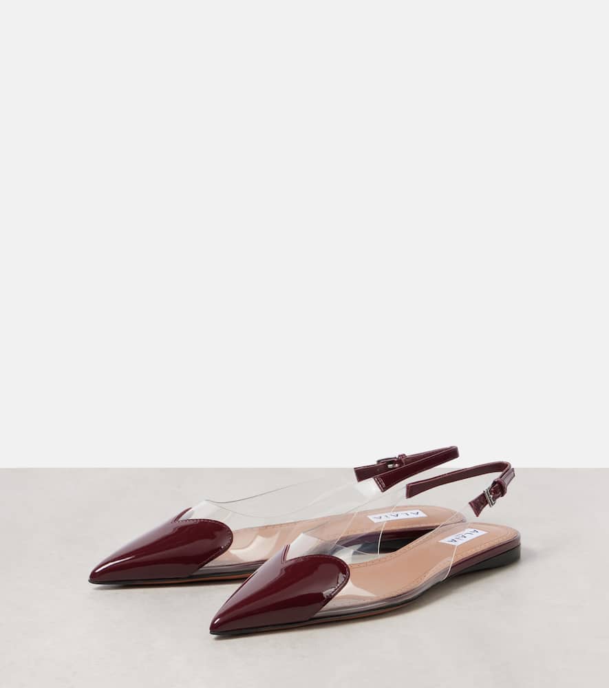 Alaïa Le Caur Pu And Patent-leather Slingback Point-toe Flats In Burgundy