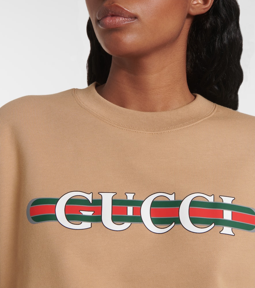 Gucci Caramel-coloured Sweatshirt With Printed Logo In Beige