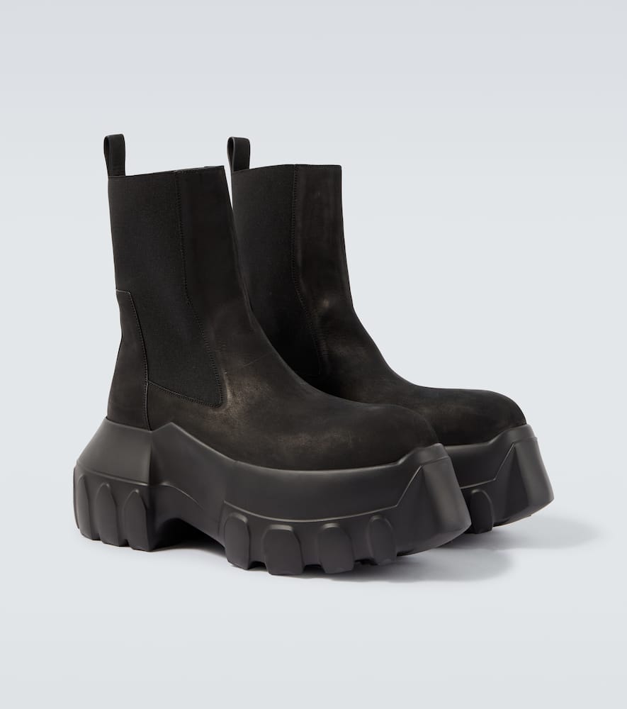 Rick Owens Black Hollywood Beatle Mega Tractor Chelsea Boots In Black