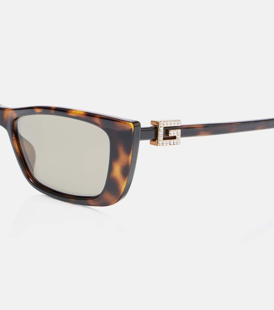 Gucci Embellished Rectangular Sunglasses In Brown