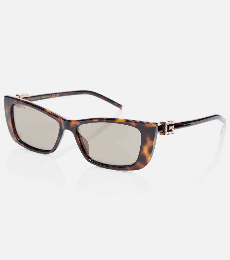 Gucci Embellished Rectangular Sunglasses In Brown