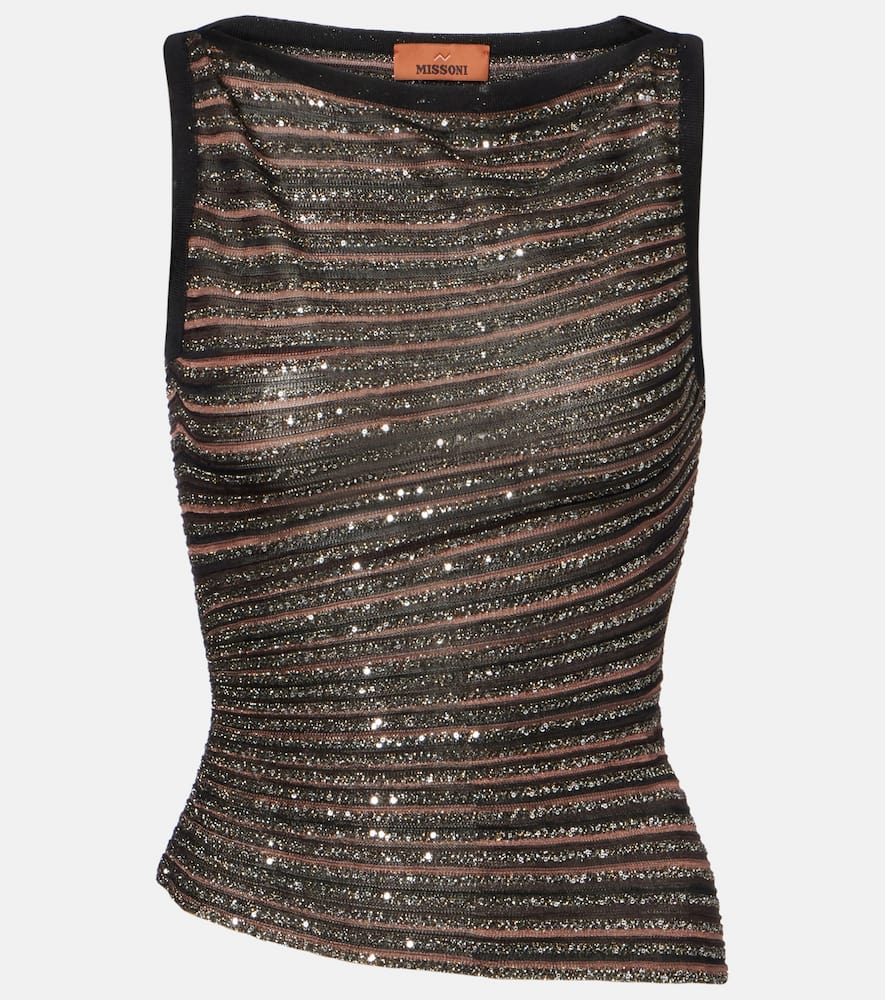Missoni Striped Sequin-embellished Top In Brown