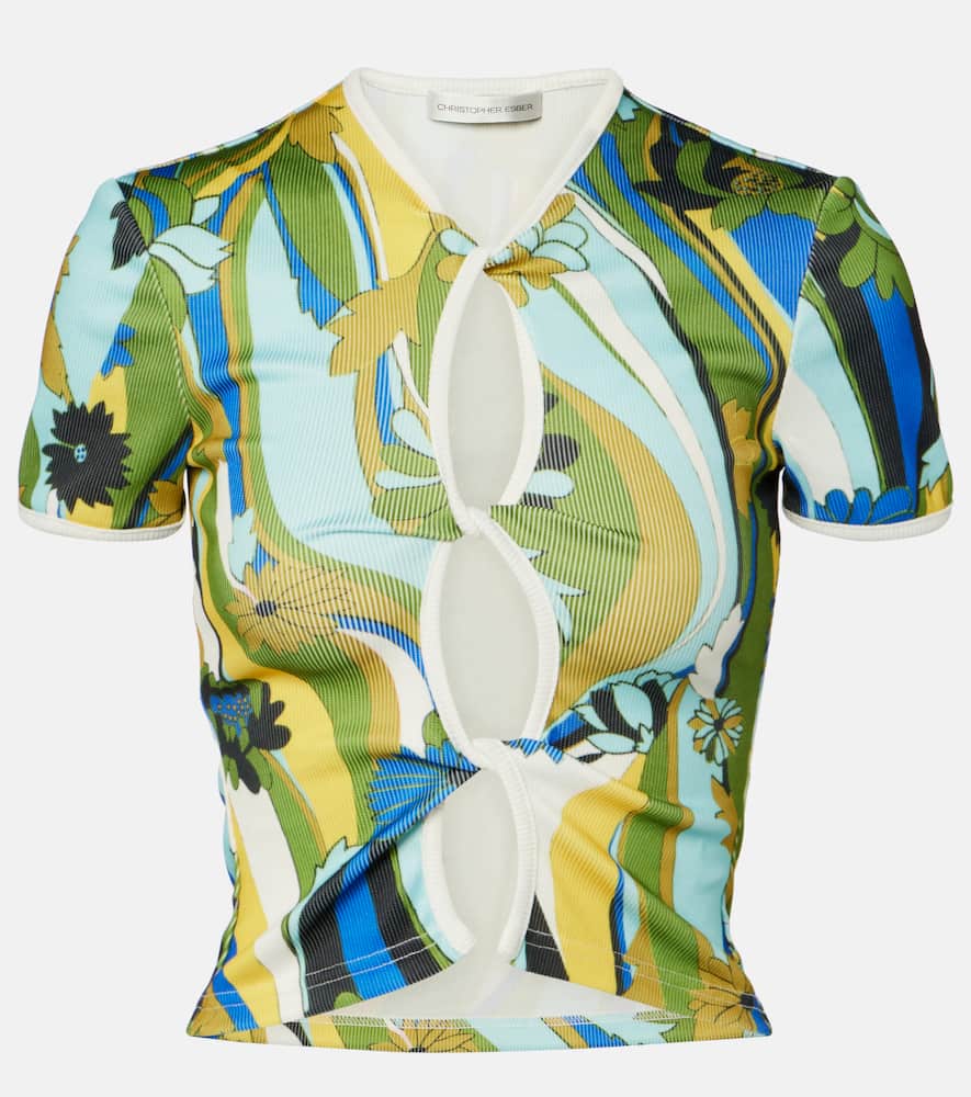 Acidic Floral cropped T-shirt