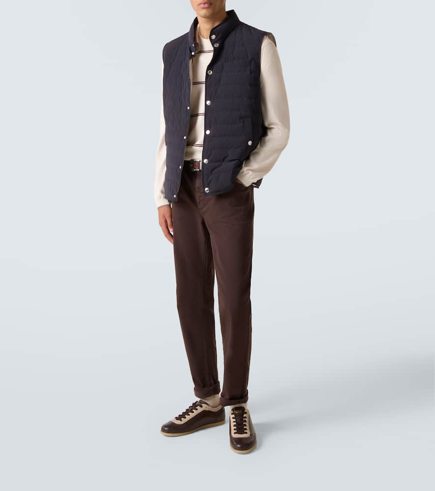 Brunello Cucinelli Men Calfskin And Suede Sneakers In Brown