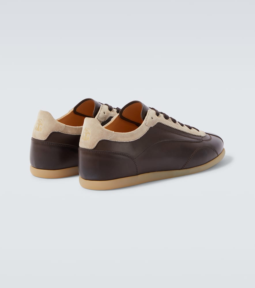 Brunello Cucinelli Men Calfskin And Suede Sneakers In Brown