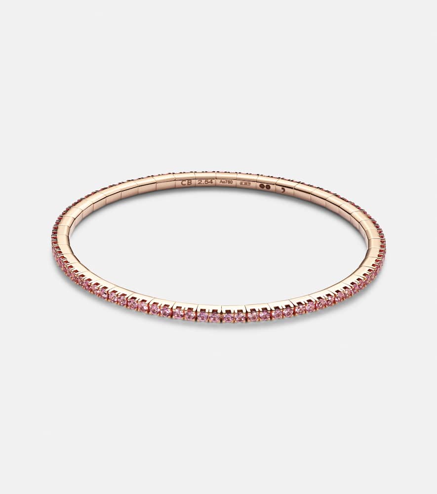 Stretchy 18kt rose gold tennis bracelet with sapphires