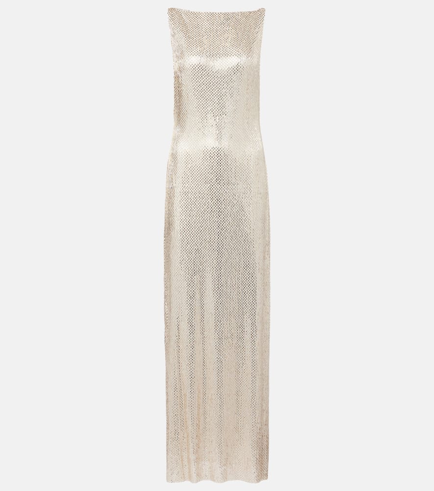 Embellished mesh gown
