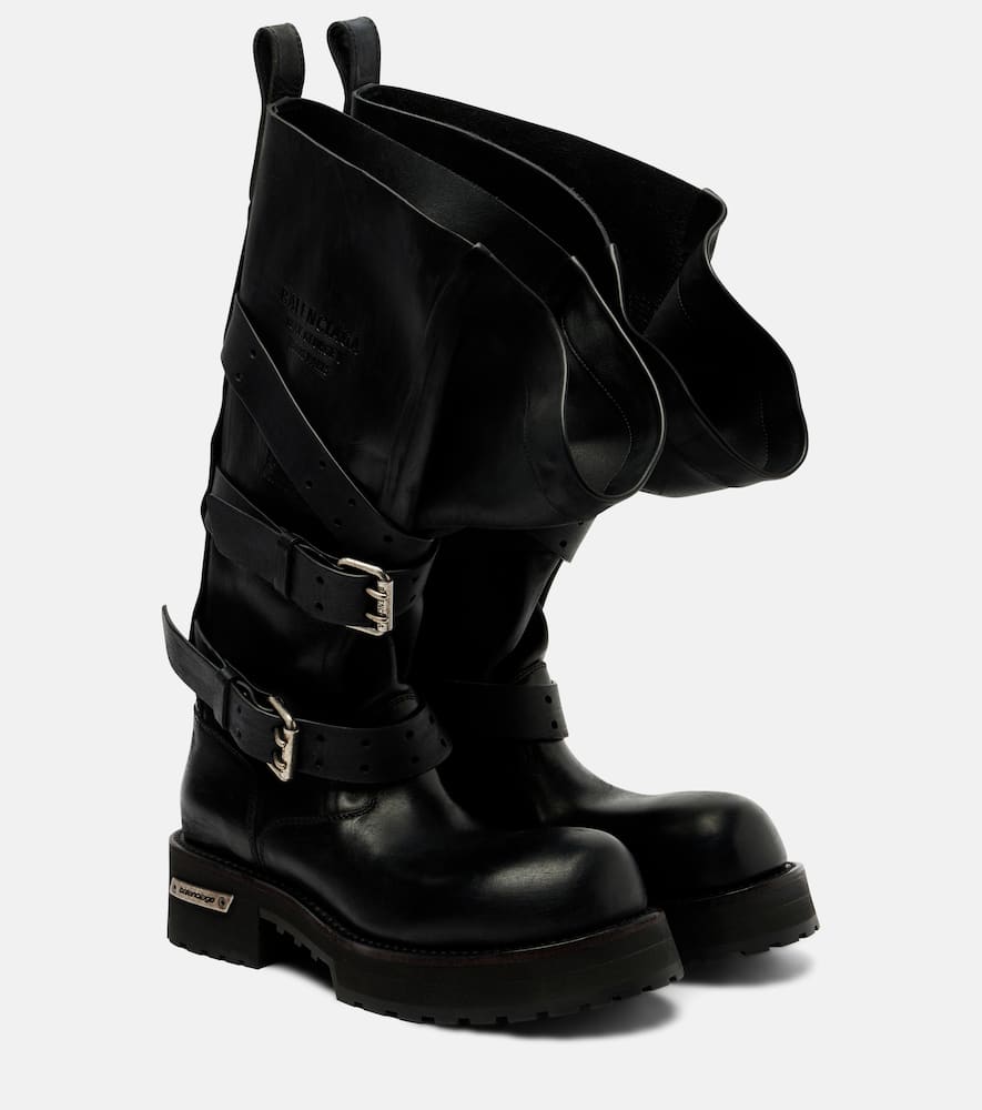 Balenciaga Venom Leather Combat Boots In Black