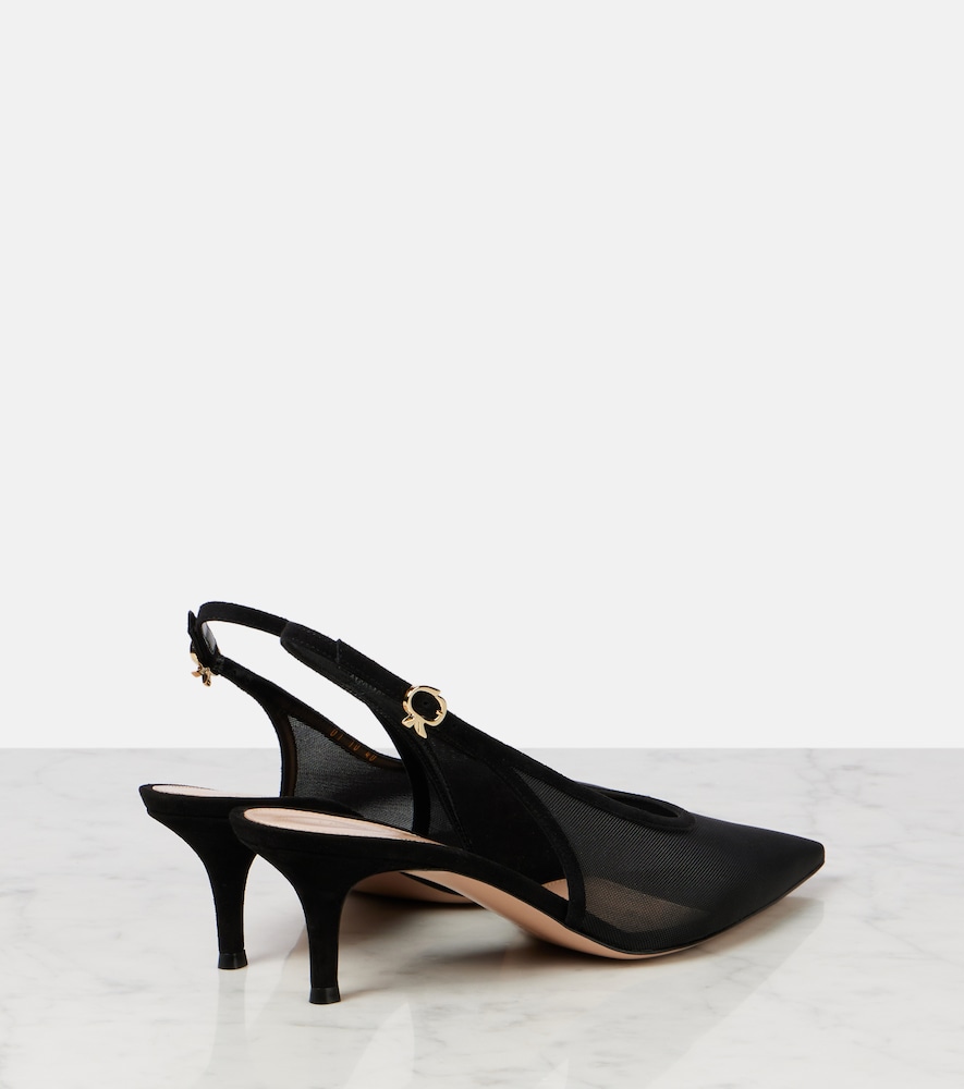 55 Leather-Trimmed Organza Slingback