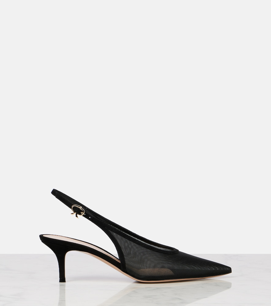 55 Leather-Trimmed Organza Slingback