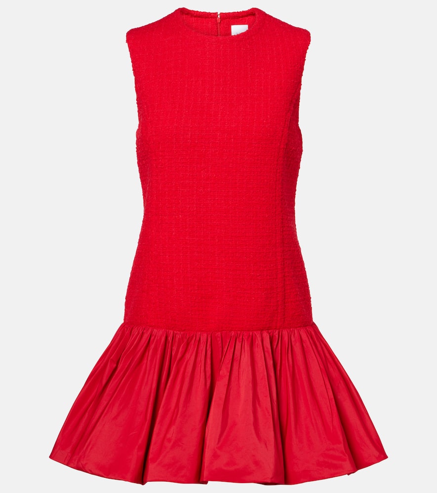 Patou Tweed And Faille Minidress In Red
