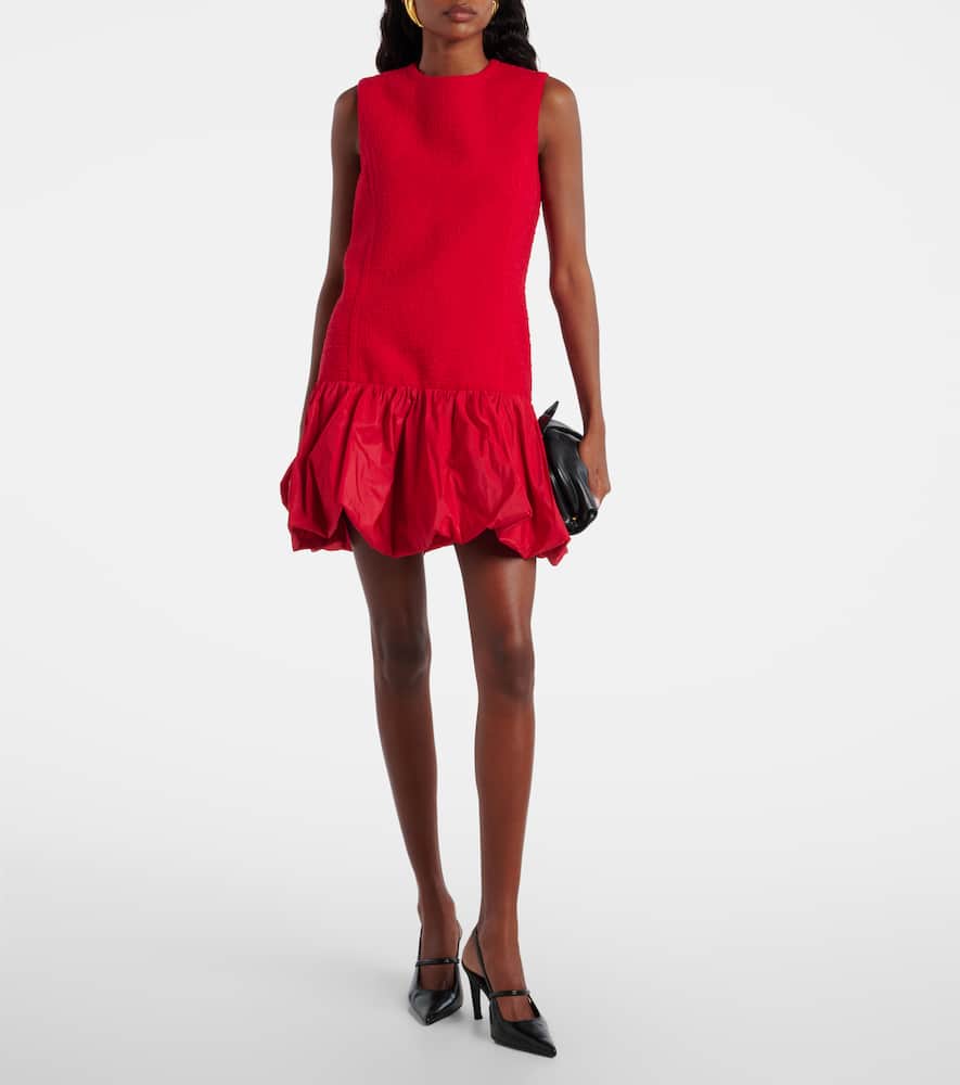 Patou Tweed And Faille Minidress In Red
