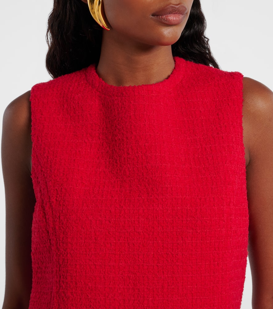 Patou Tweed And Faille Minidress In Red