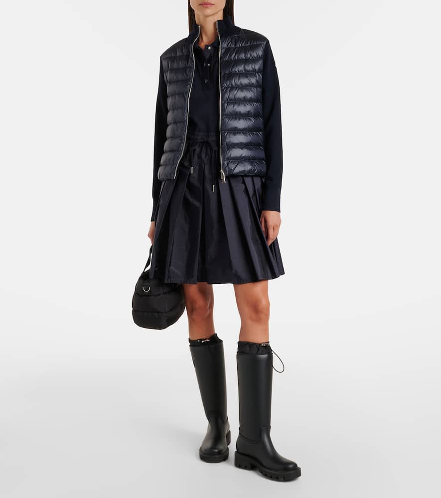 Moncler Women Nylon Down Jacket With Virgin Wool Inserts In Blue