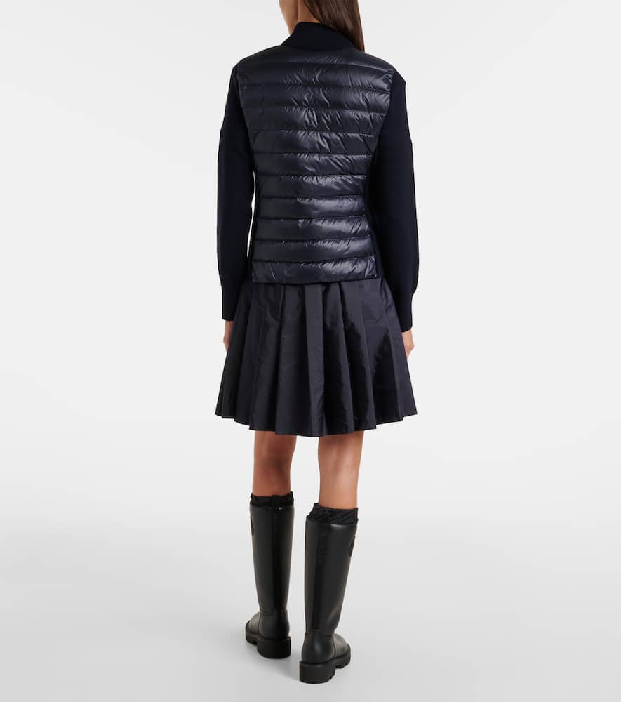 Moncler Women Nylon Down Jacket With Virgin Wool Inserts In Blue