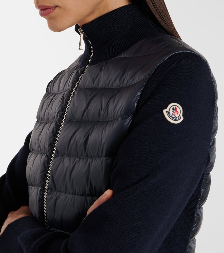 Moncler Women Nylon Down Jacket With Virgin Wool Inserts In Blue