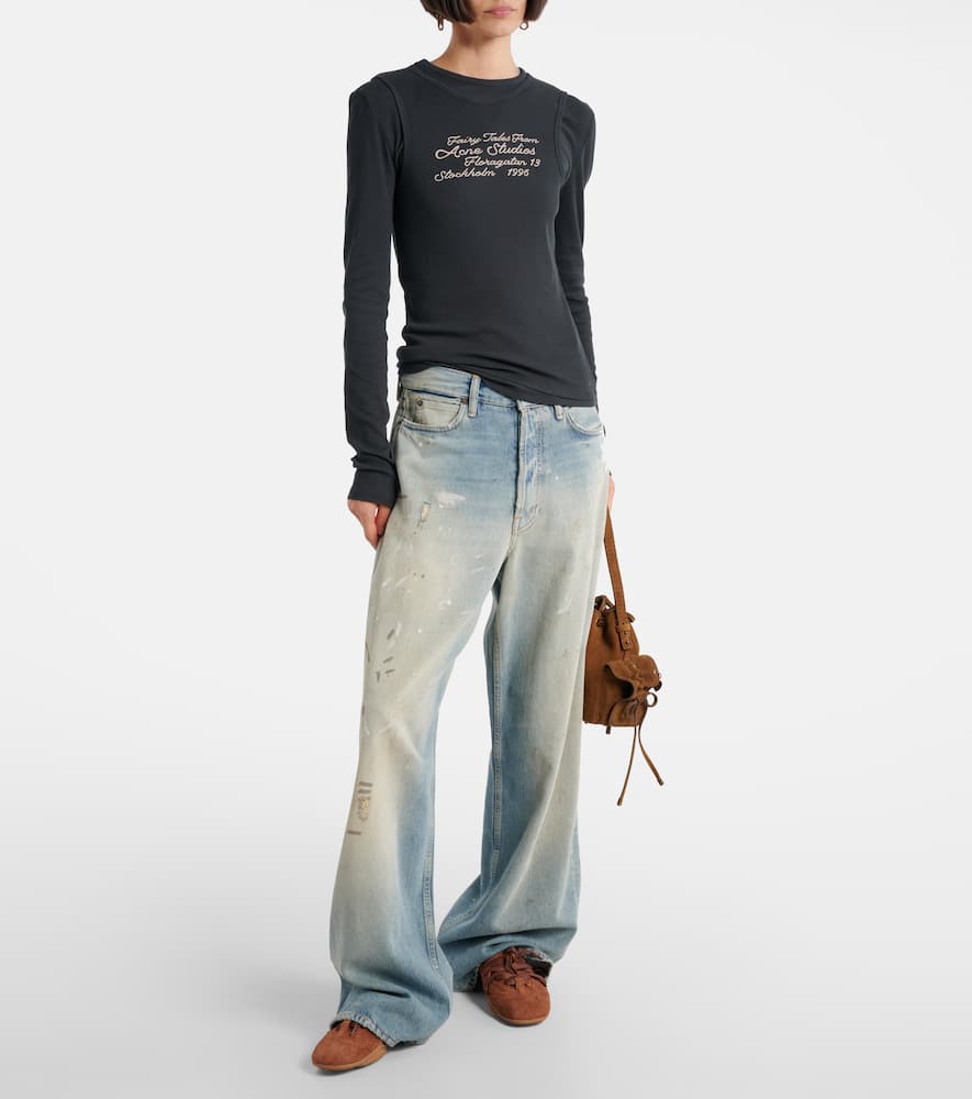 Acne Studios Logo Printed Cotton-blend T-shirt In Black