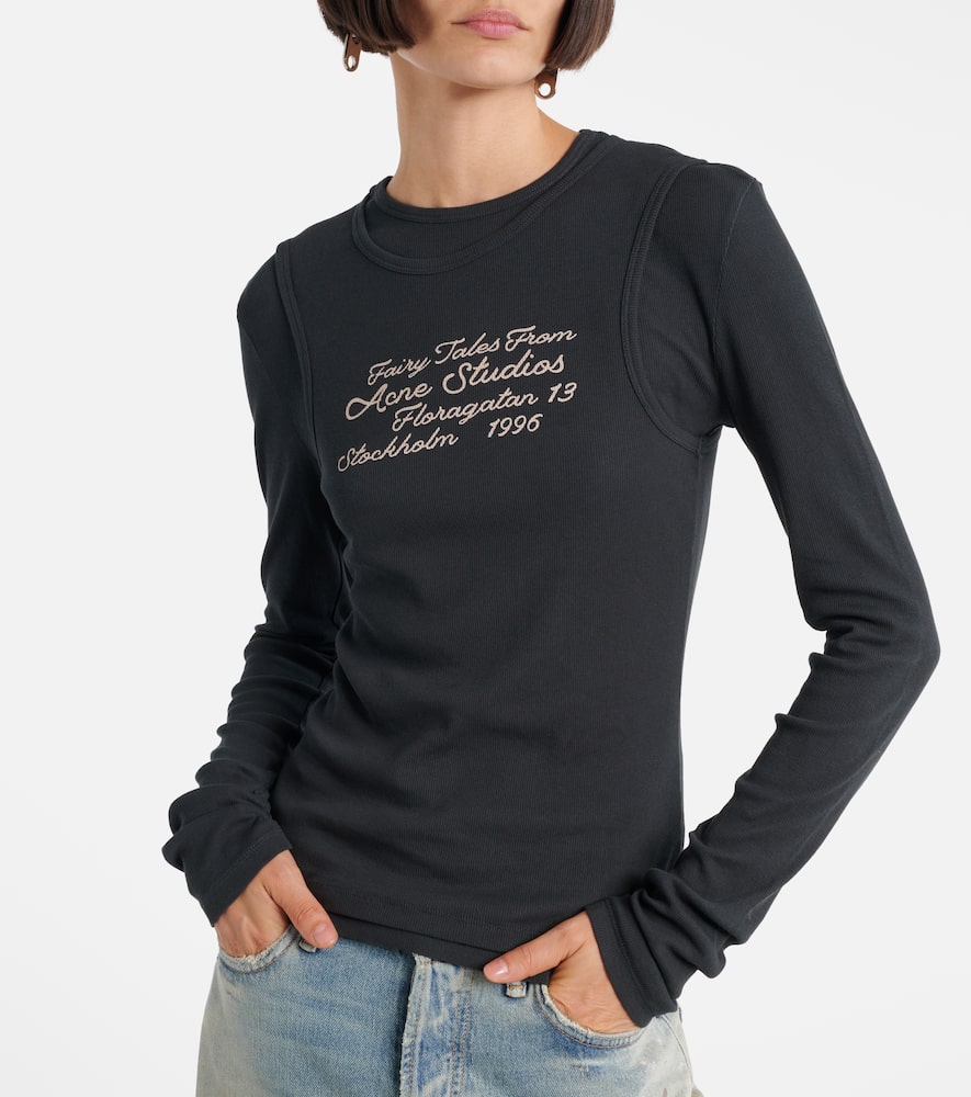 Acne Studios Logo Printed Cotton-blend T-shirt In Black