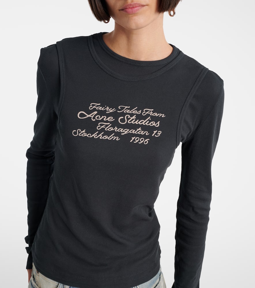 Acne Studios Logo Printed Cotton-blend T-shirt In Black