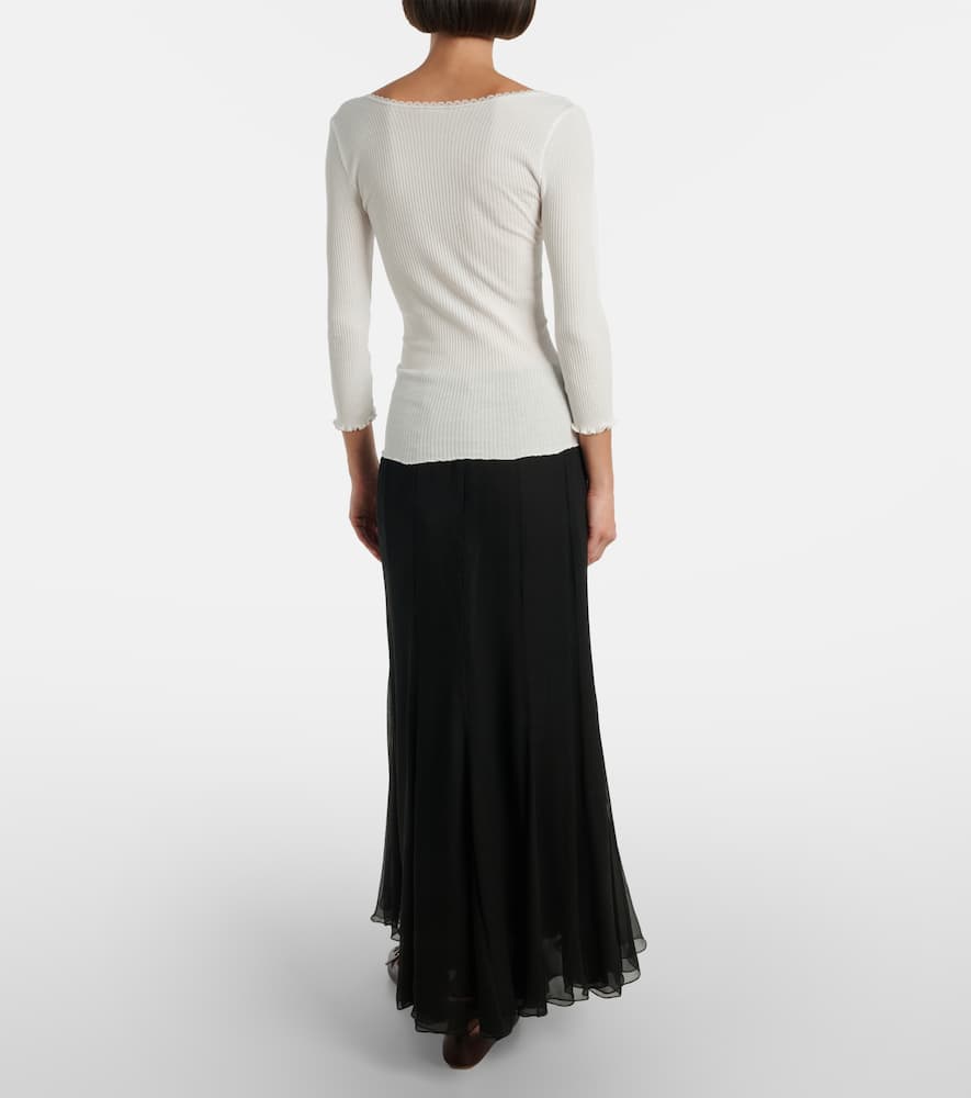 Chloé Lace-trimmed Ribbed-knit Cotton Cardigan In White