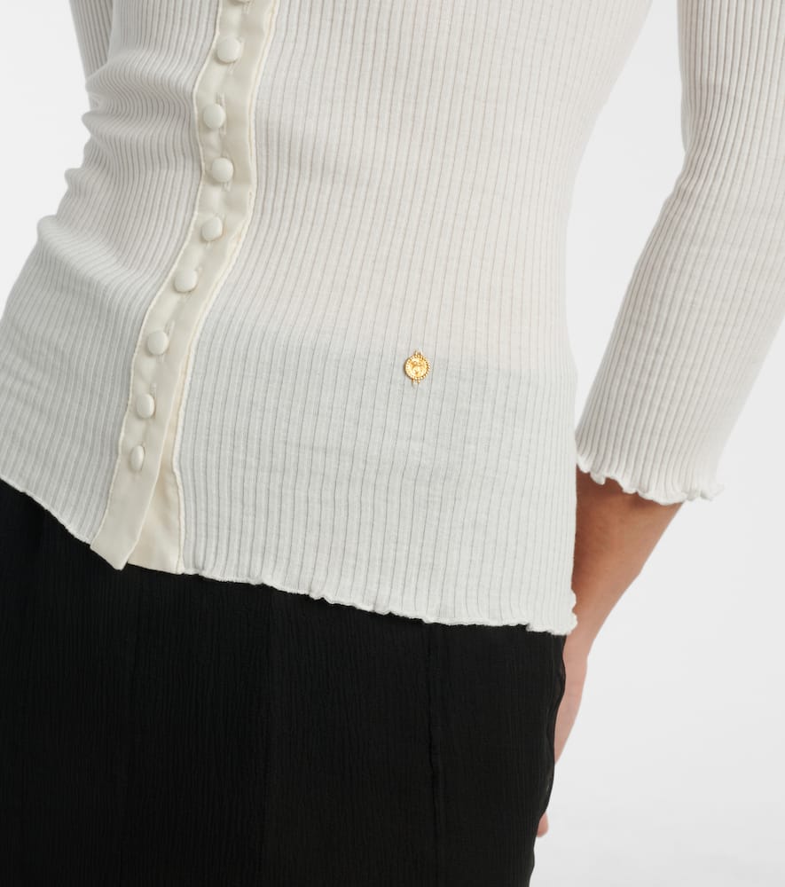 Chloé Lace-trimmed Ribbed-knit Cotton Cardigan In White