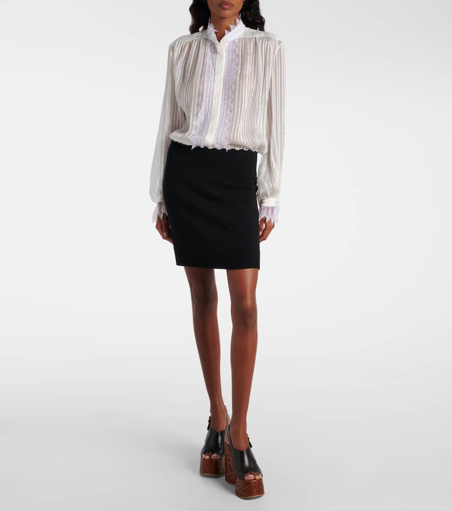 Chloé Ribbed-knit Wool And Cashmere Miniskirt In Black