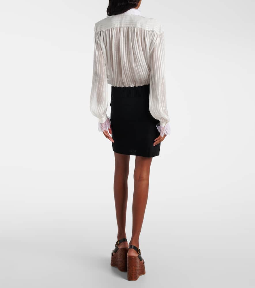 Chloé Ribbed-knit Wool And Cashmere Miniskirt In Black