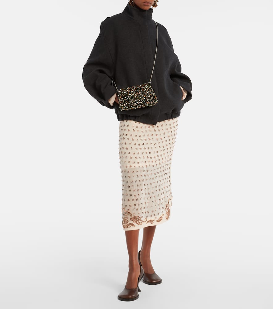 Dries Van Noten Sokna Embellished Midi Skirt In Pink
