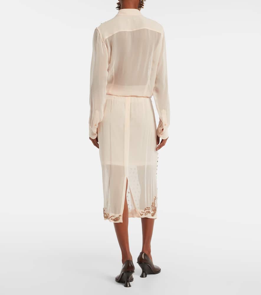 Dries Van Noten Sokna Embellished Midi Skirt In Pink
