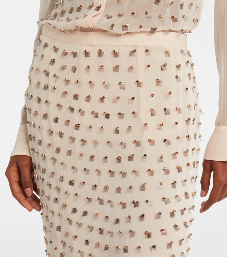 Dries Van Noten Sokna Embellished Midi Skirt In Pink
