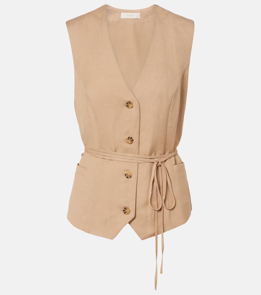 Faithfull Felix Belted Vest In Brown