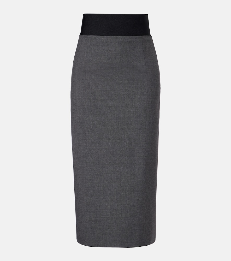 Sportmax Finire Virgin Wool Pencil Skirt In Gray