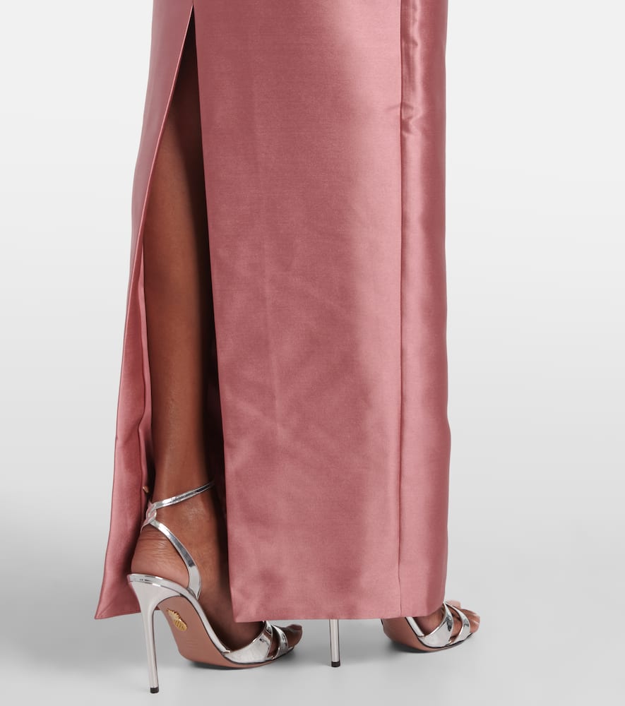 Solace London Kira Draped One-shoulder Satin Gown In Pink