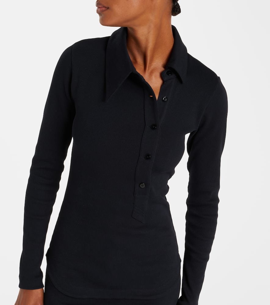 Attico Ribbed-knit Cotton Jersey Top In Black