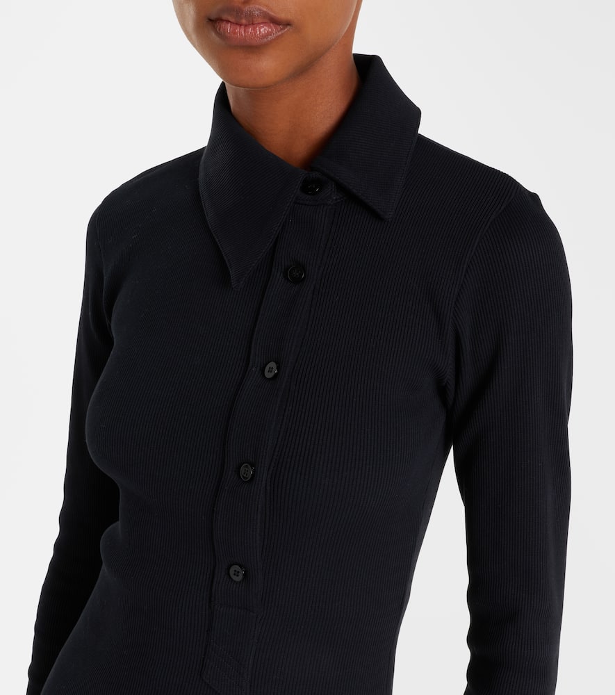 Attico Ribbed-knit Cotton Jersey Top In Black
