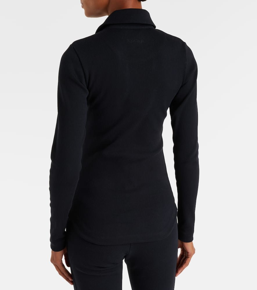 Attico Ribbed-knit Cotton Jersey Top In Black