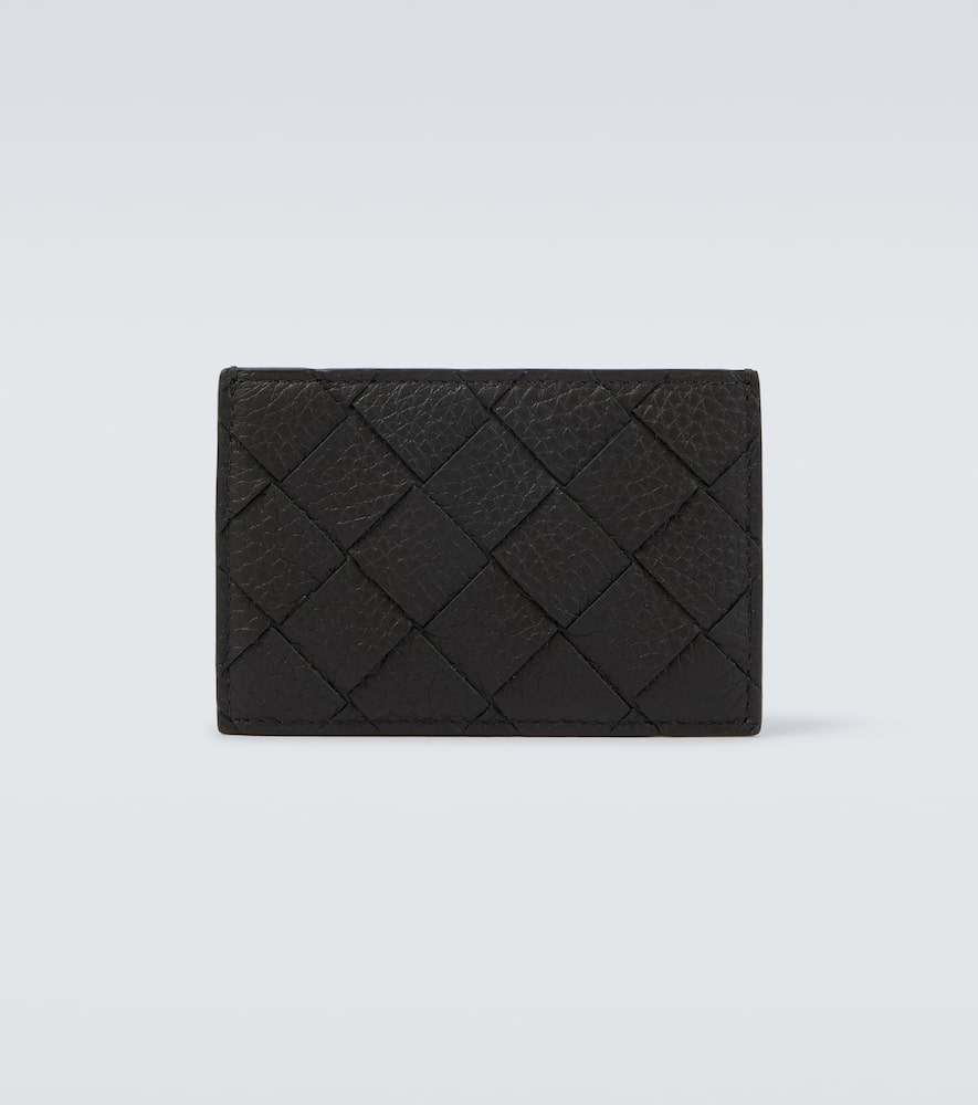 Bottega Veneta Intrecciato Leather Card Holder In Black