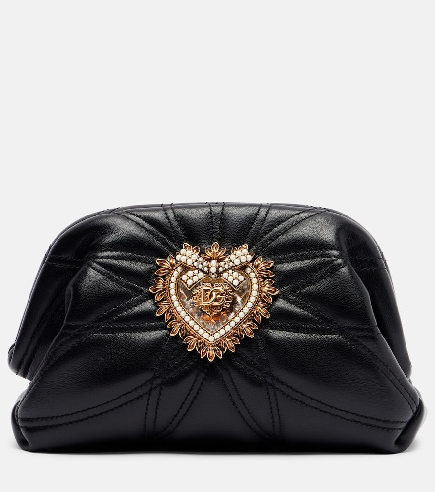 Dolce & Gabbana Devotion Small Leather Shoulder Bag In Black