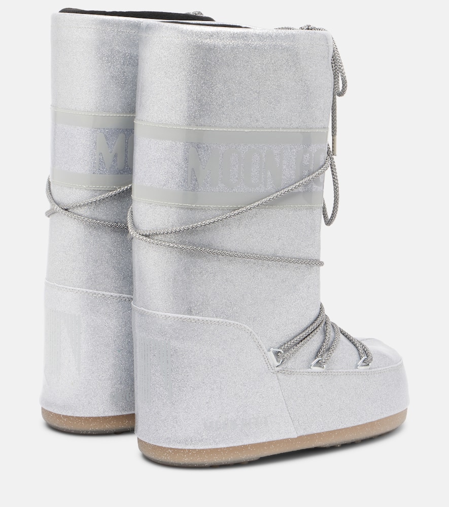 Moon Boot Icon Glitter Knee-high Boots In Silver