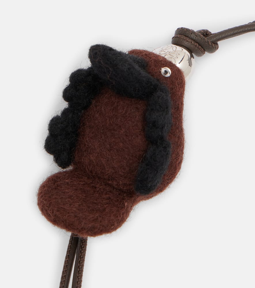 Loewe Leather-trimmed Wool Bag Charm In Brown
