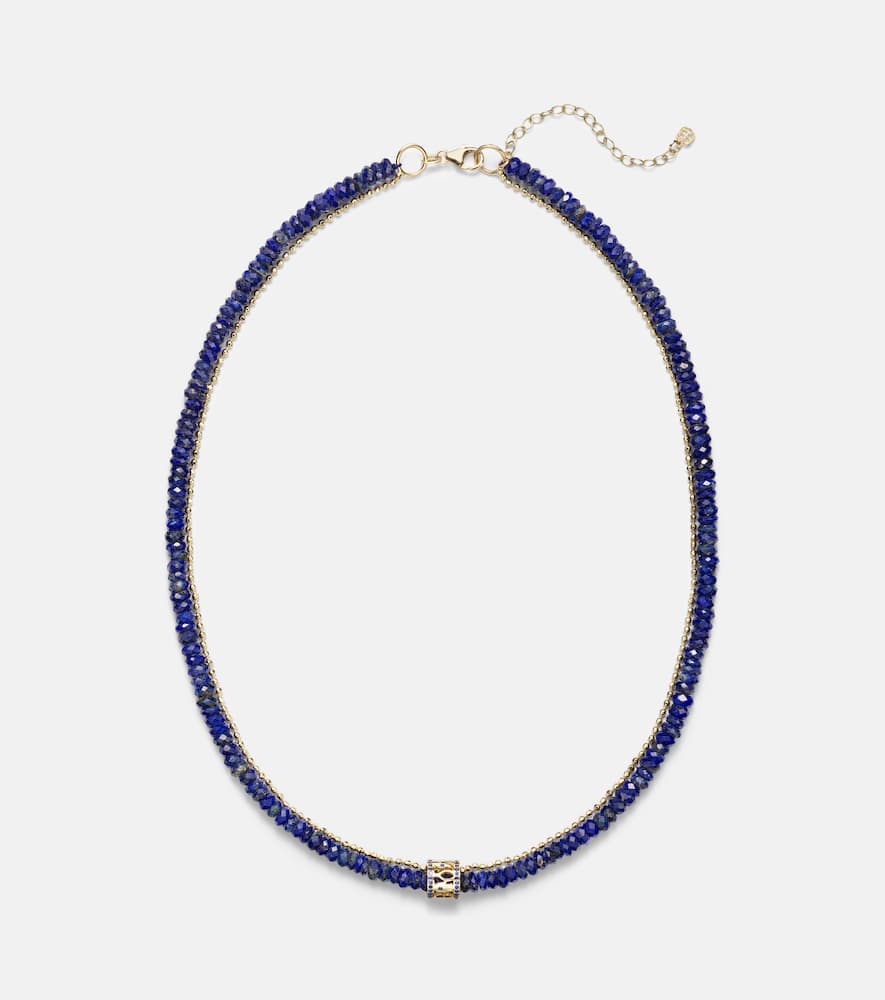 Sydney Evan 14kt Gold Necklace With Lapis Lazuli And Diamonds In Gold
