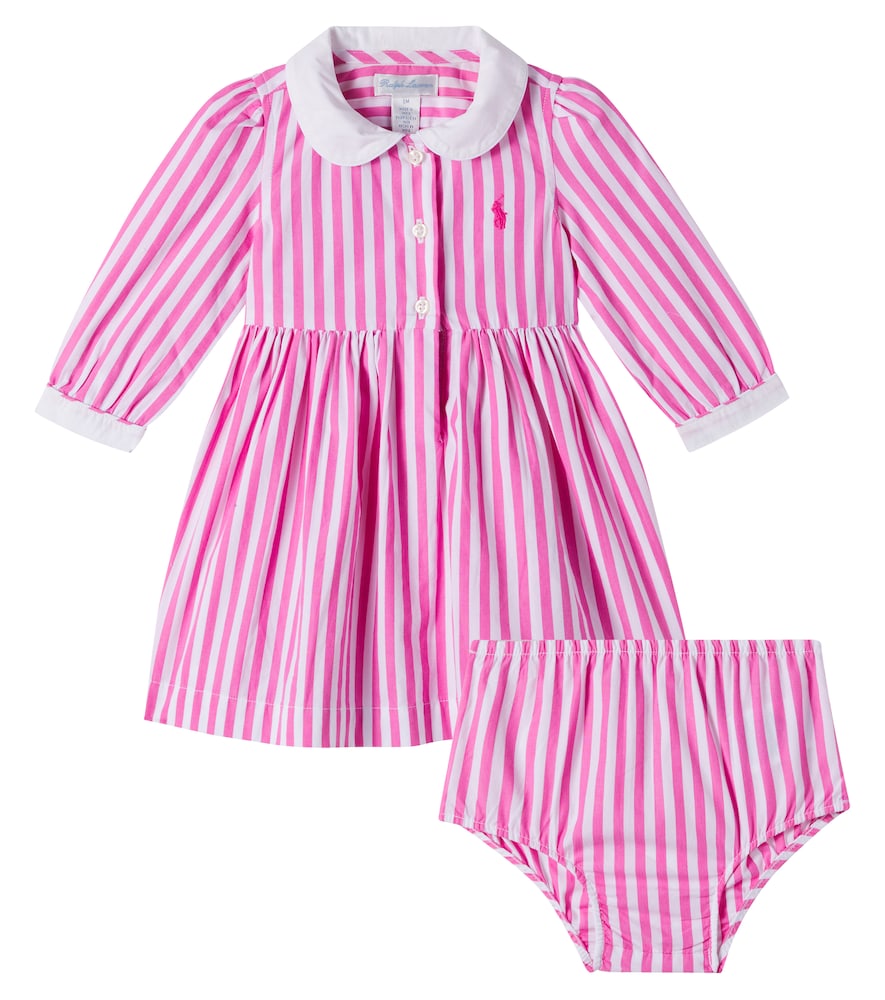 Polo Ralph Lauren Kids Bambino Unisex Polo Ralph Lauren Baby - Abito E Culottes In Cotone A Righe Rosa M Taglia 24- Mytheresa