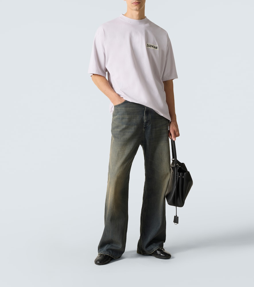 Balenciaga Oversized Logo-print Cotton-jersey T-shirt In White