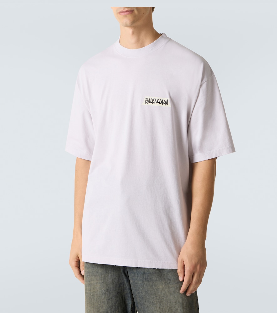 Balenciaga Oversized Logo-print Cotton-jersey T-shirt In White