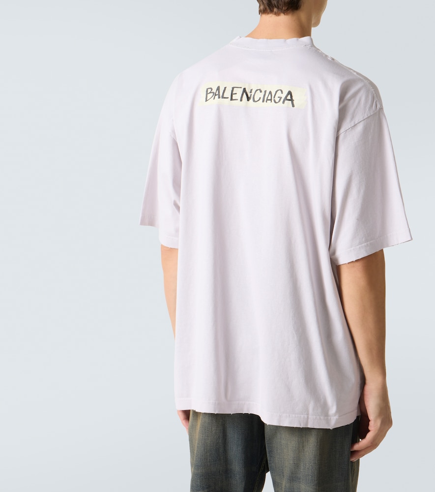 Balenciaga Oversized Logo-print Cotton-jersey T-shirt In White