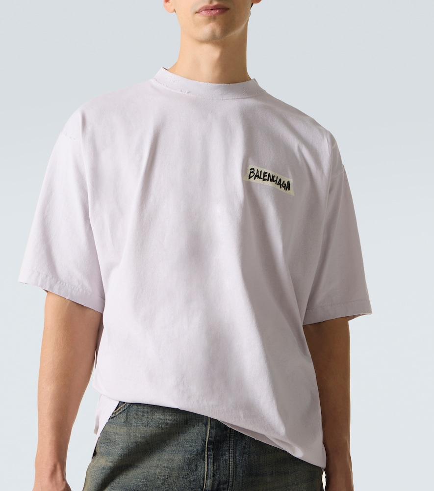 Balenciaga Oversized Logo-print Cotton-jersey T-shirt In White