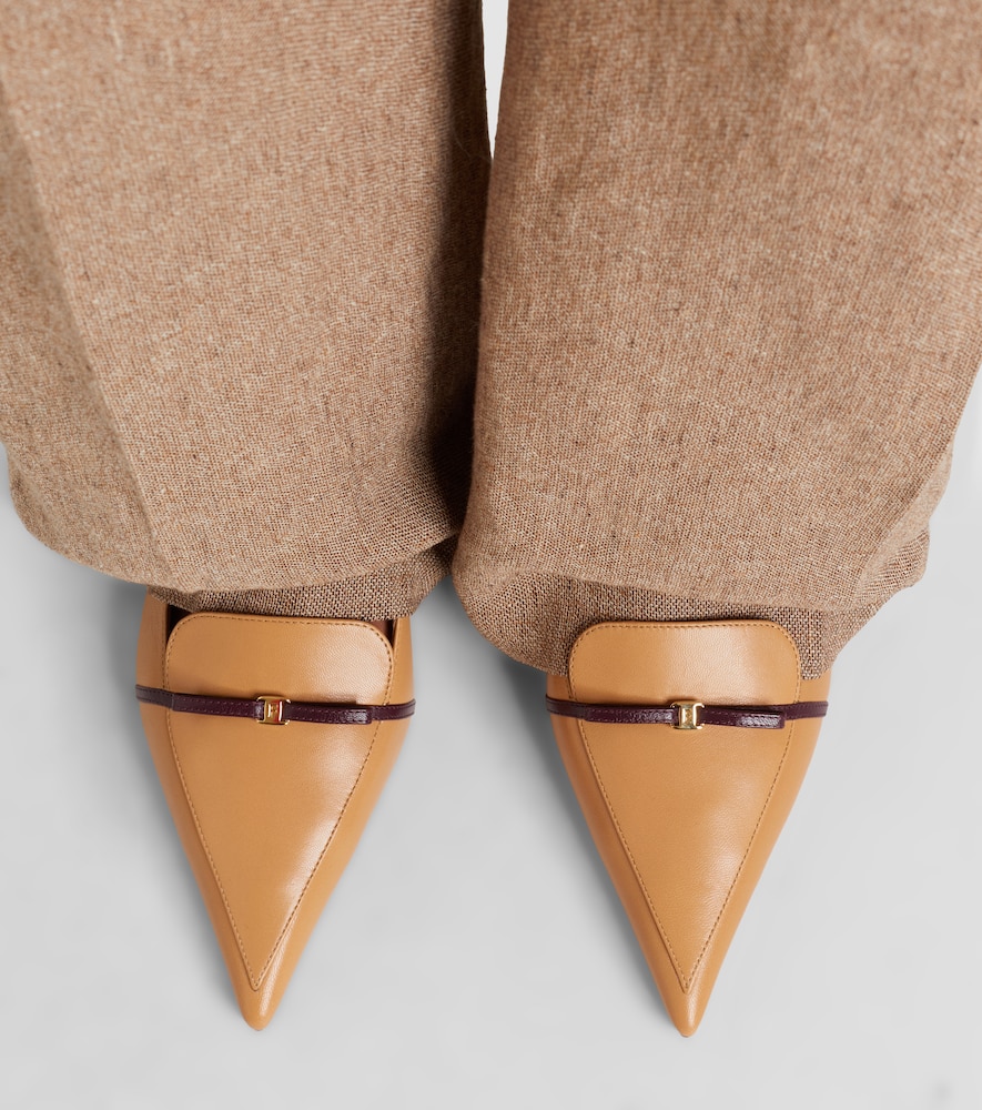 Ferragamo Bow-detail leather slingback pumps
