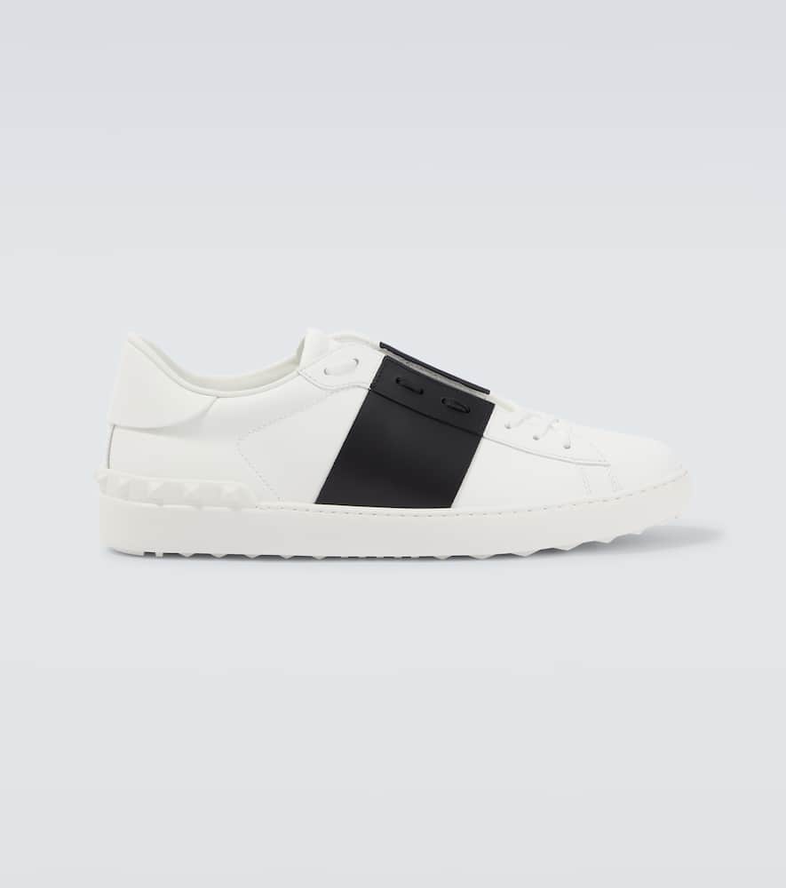 Valentino Garavani Open Leather Sneakers With Contrast Band And Stud Details Shoes In White