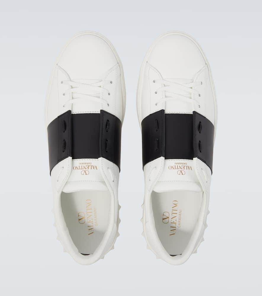 Valentino Garavani Open Leather Sneakers With Contrast Band And Stud Details Shoes In White