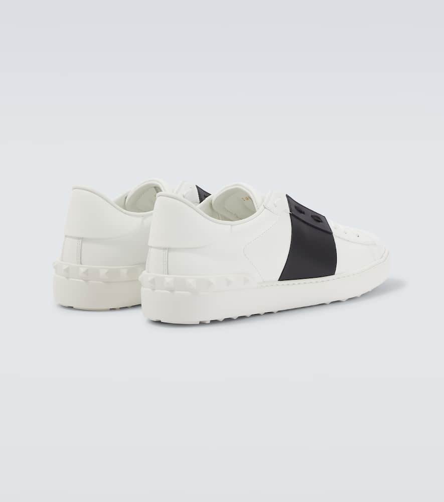 Valentino Garavani Open Leather Sneakers With Contrast Band And Stud Details Shoes In White